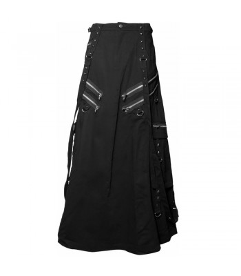 Men Black Steampunk Gothic Long Kilt Skirt 